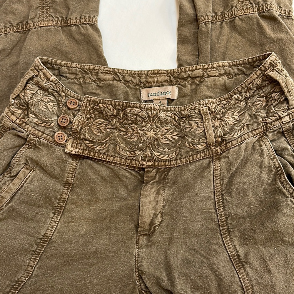 Sundance Linen Blend Cargo Pants Khakis Sz 4